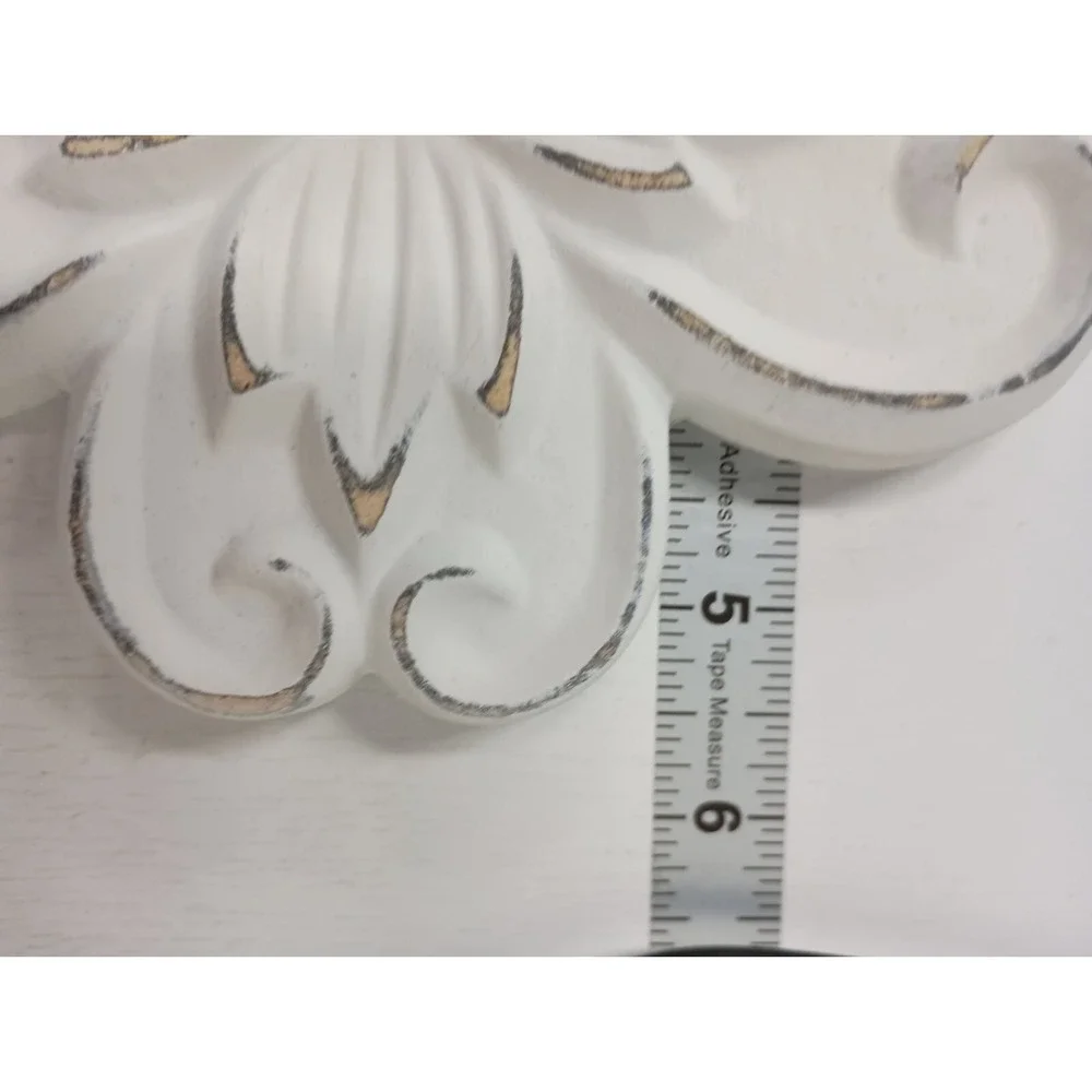 Vintage Flower Wall Plaque Set Of Two Distressed Look Cottagecore White Hanging